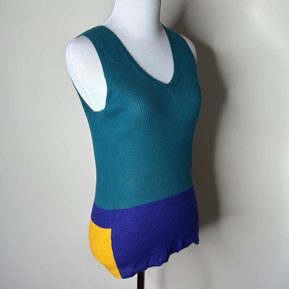 Etro Color Block Ribbed V-Neck Tank